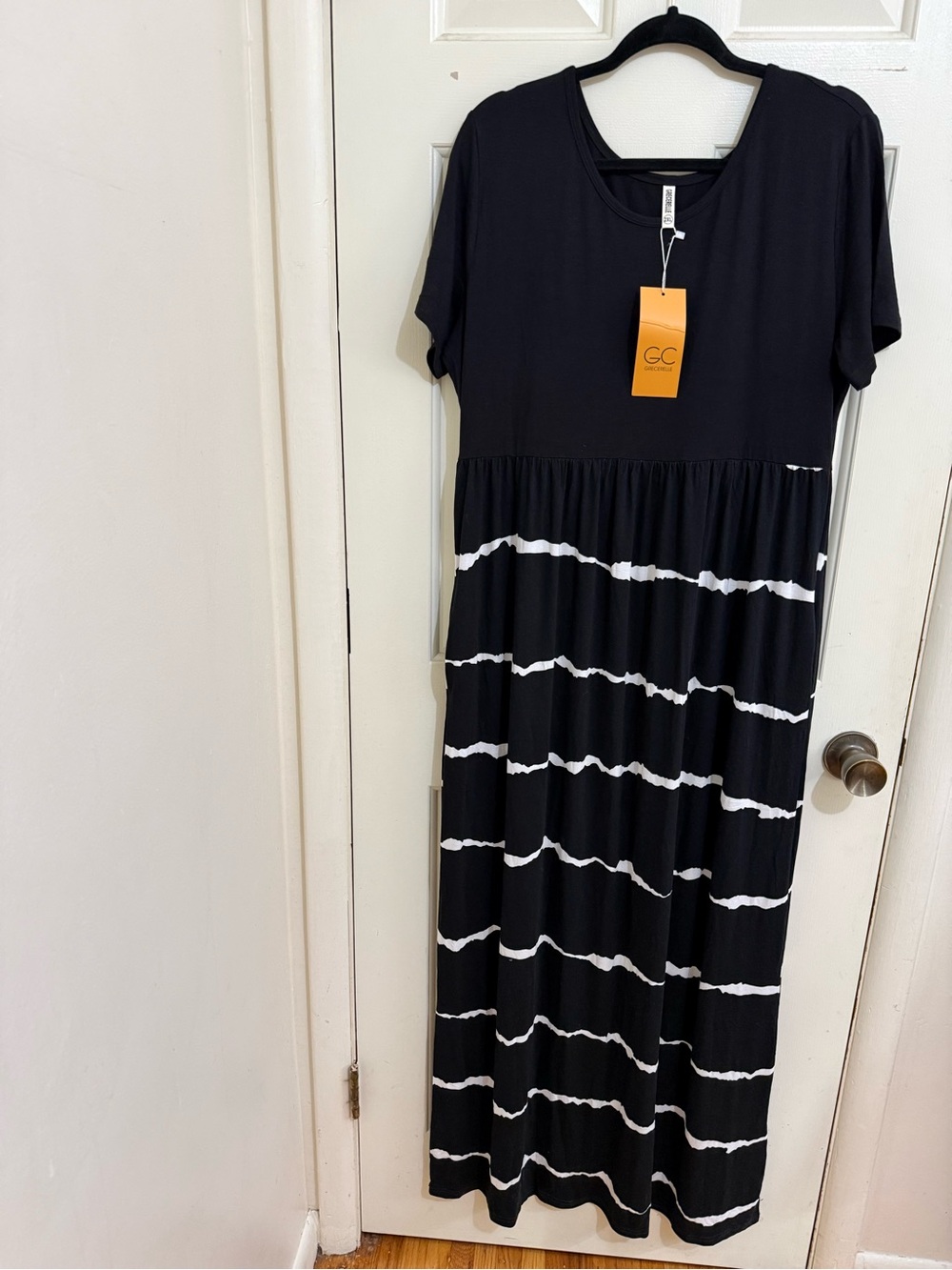 GC Grecerelle Black and White Tie Dye Maxi Dress
